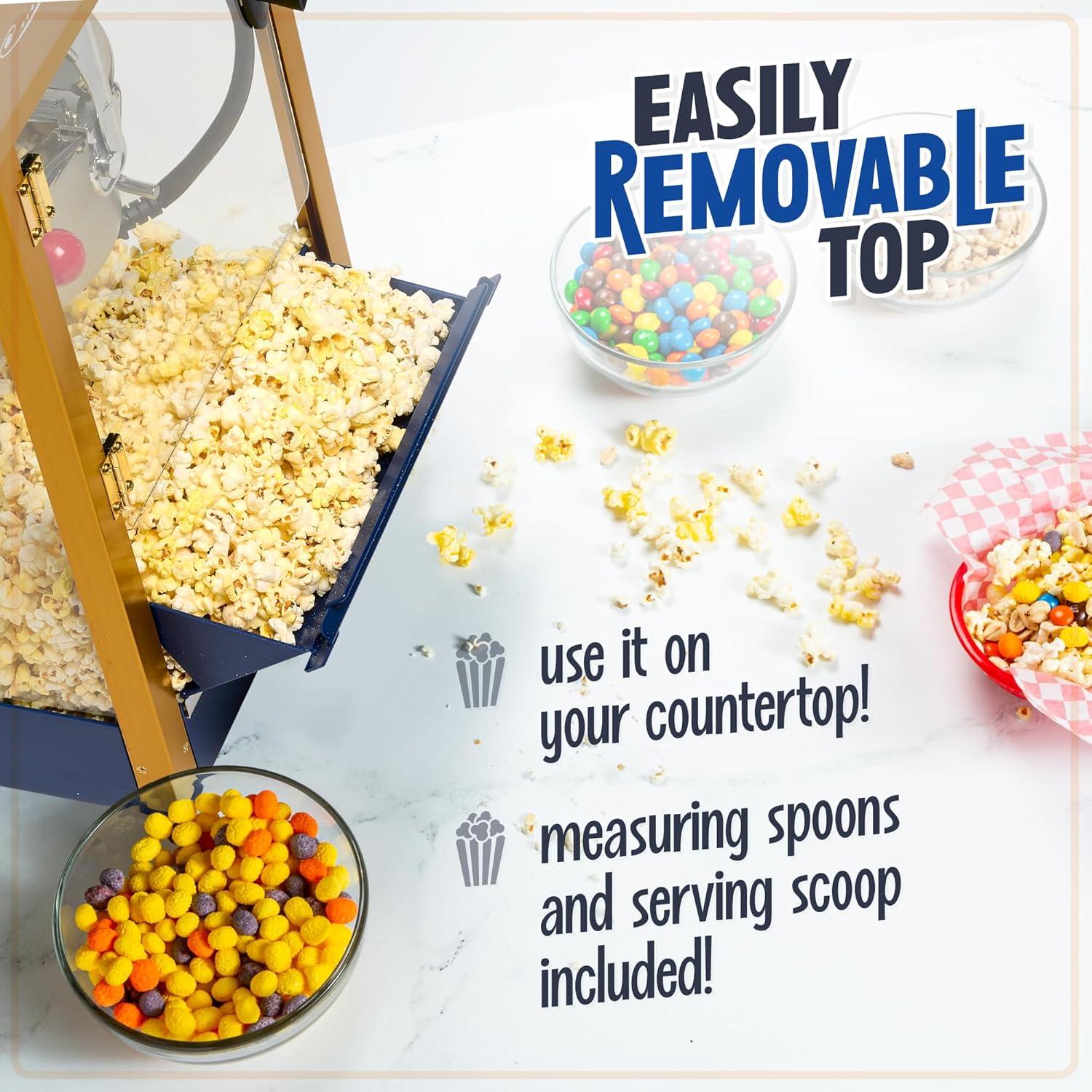 imageNostalgia Popcorn Maker Machine  Professional Cart With 8 Oz Kettle Makes Up to 32 Cups  Vintage Popcorn Machine Movie Theater Style  RedNavy  Gold