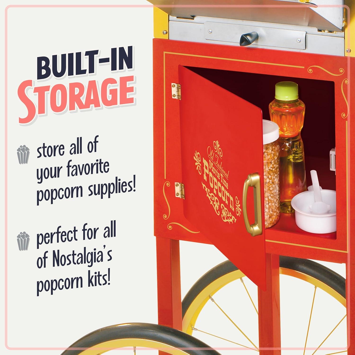 imageNostalgia Popcorn Maker Machine  Professional Cart With 8 Oz Kettle Makes Up to 32 Cups  Vintage Popcorn Machine Movie Theater Style  RedRed  Gold