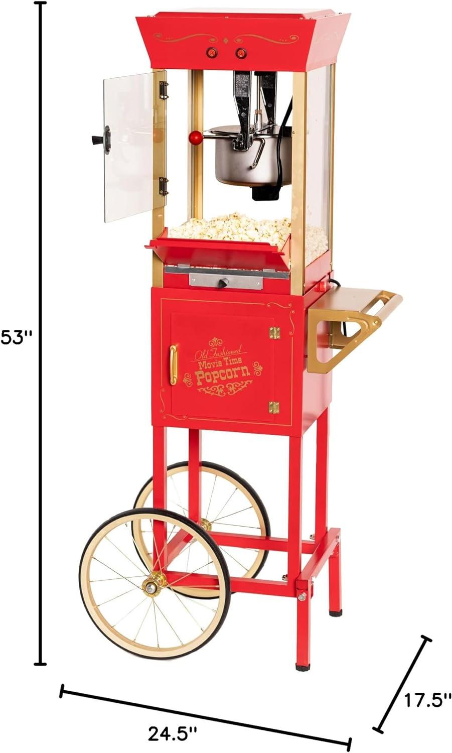 imageNostalgia Popcorn Maker Machine  Professional Cart With 8 Oz Kettle Makes Up to 32 Cups  Vintage Popcorn Machine Movie Theater Style  RedRed