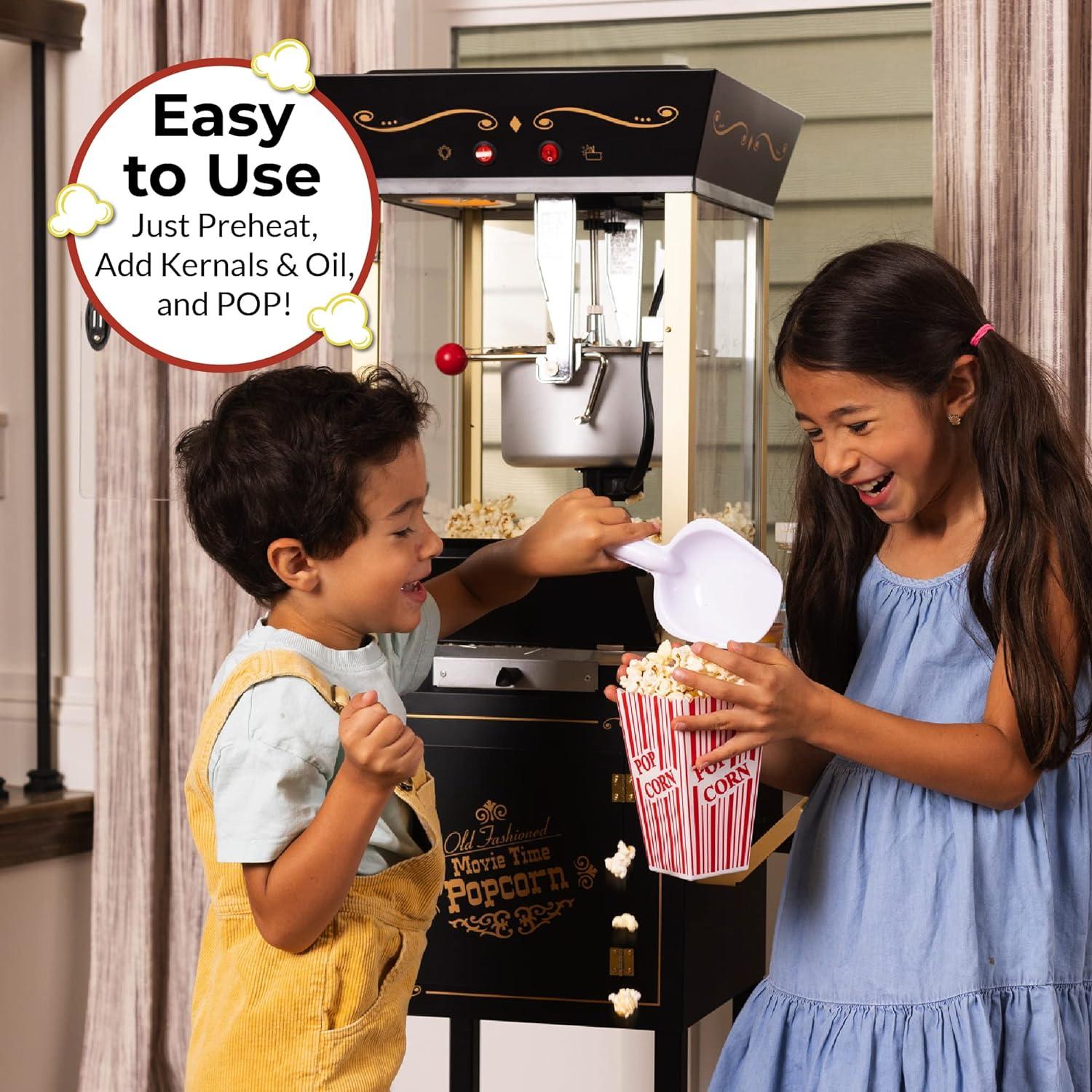 imageNostalgia Popcorn Maker Machine  Professional Cart With 8 Oz Kettle Makes Up to 32 Cups  Vintage Popcorn Machine Movie Theater Style  RedRed