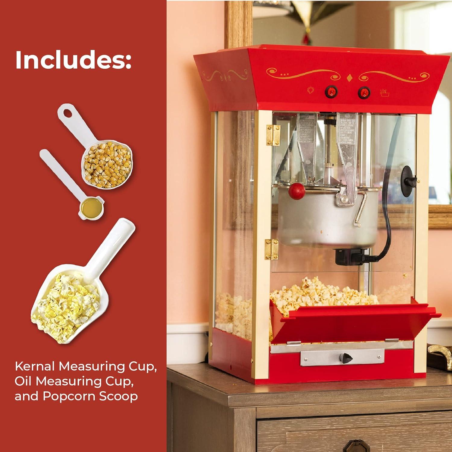 imageNostalgia Popcorn Maker Machine  Professional Cart With 8 Oz Kettle Makes Up to 32 Cups  Vintage Popcorn Machine Movie Theater Style  RedRed