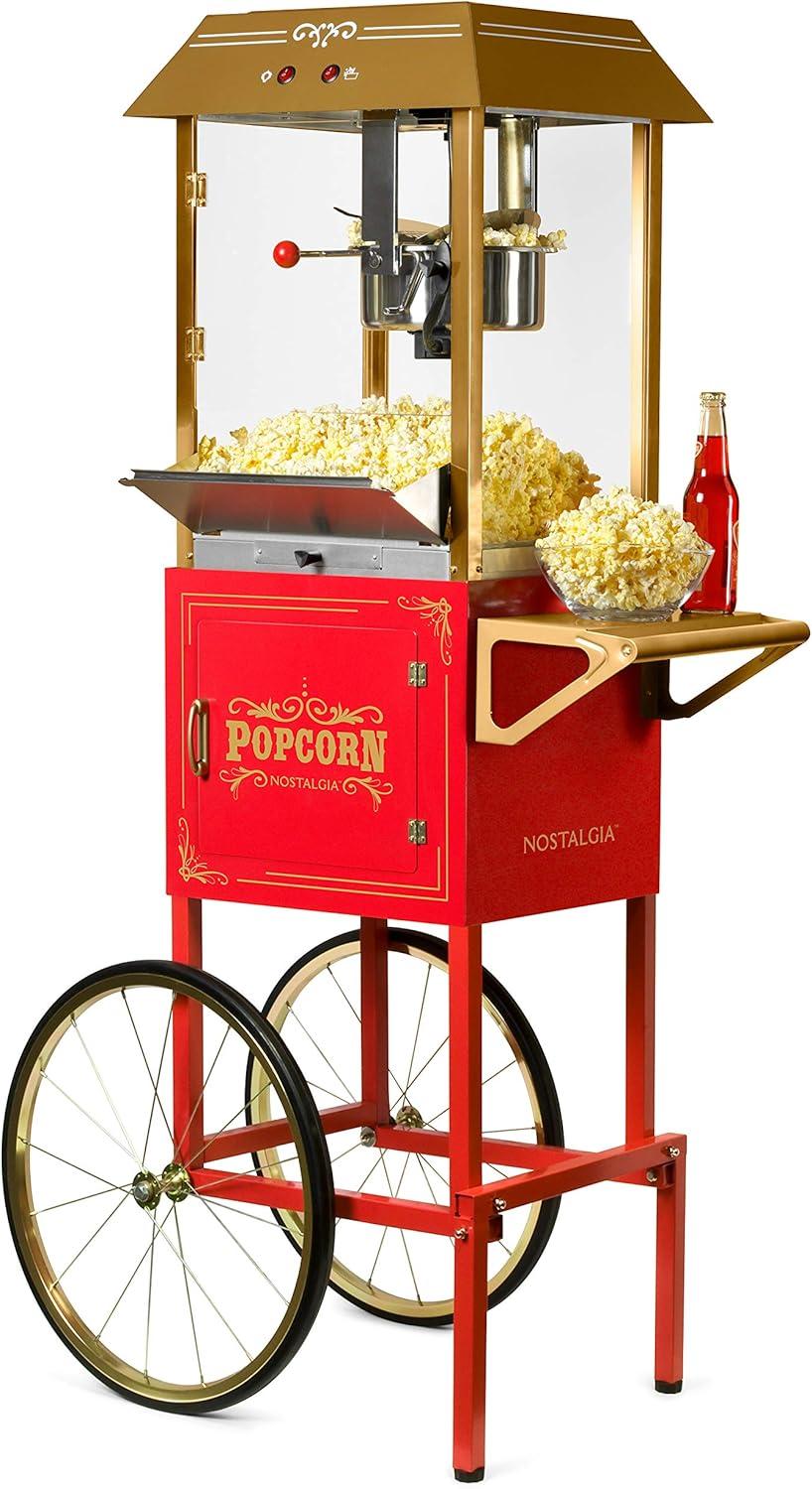 imageNostalgia Popcorn Maker Machine  Professional Cart With 8 Oz Kettle Makes Up to 32 Cups  Vintage Popcorn Machine Movie Theater Style  RedRed