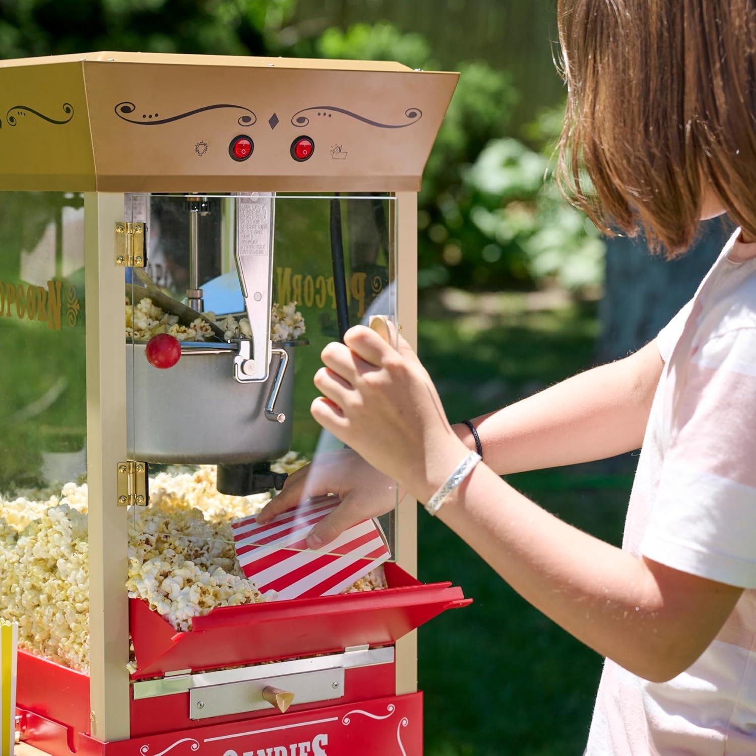 imageNostalgia Popcorn Maker Machine  Professional Cart With 8 Oz Kettle Makes Up to 32 Cups  Vintage Popcorn Machine Movie Theater Style  RedRed Candy Cart
