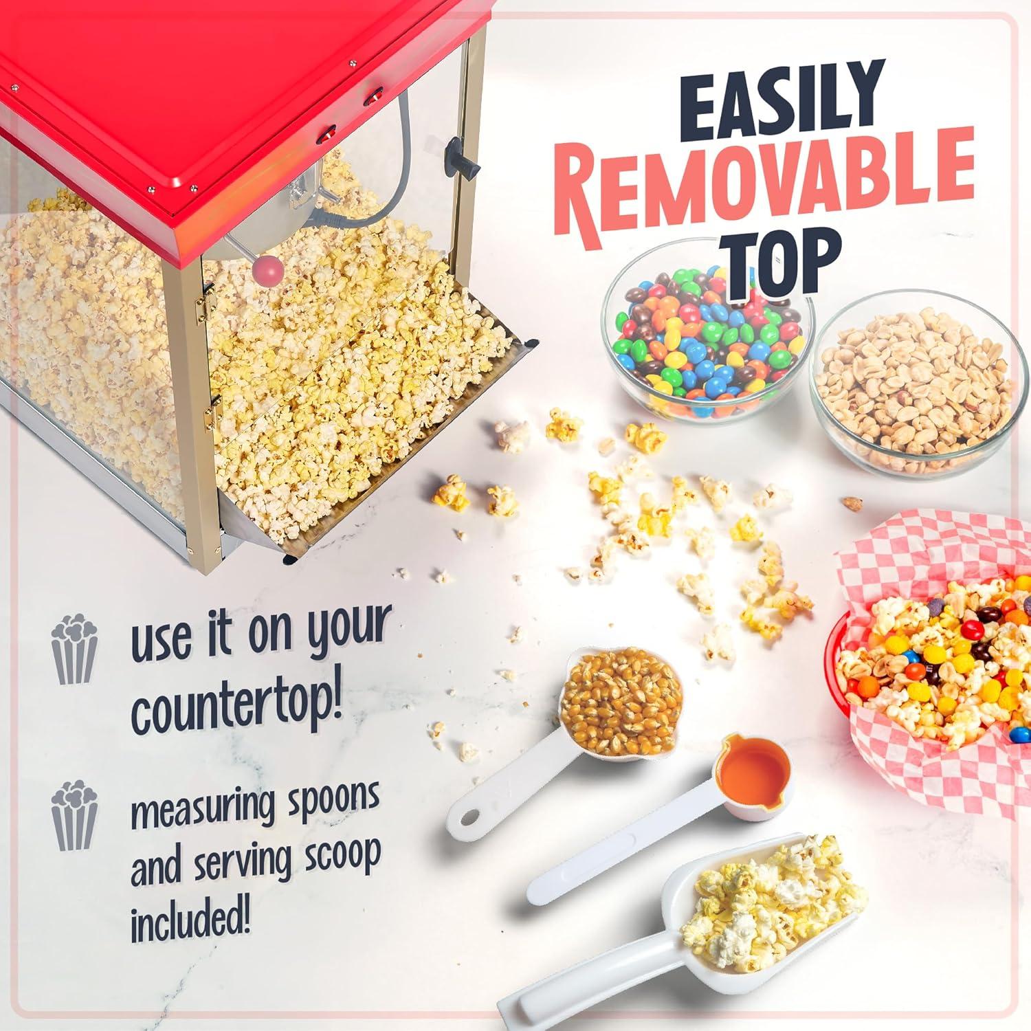 imageNostalgia Popcorn Maker Machine  Professional Cart With 8 Oz Kettle Makes Up to 32 Cups  Vintage Popcorn Machine Movie Theater Style  RedRed Candy Cart