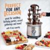 imageNostalgia 4 Tier Electric Chocolate Fondue Fountain Machine for Parties  Melts Cheese Queso Candy and Liqueur  Dip Strawberries Apple Wedges Vegetables and More  32Ounce  AquaStainless Fondue Fountain