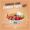 imageNostalgia Electric Fondue Pot Set for Chocolate ampamp CheeseFondue Kit with Temperature Control Fondue Pot ampamp 4 Dipping Forks Detachable TrayChocolate Fondue Set for Parties GiftsStainless Steel 10oz10 Ounce Stainless Steel