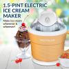 imageNostalgia Electric Ice Cream Maker  Old Fashioned Soft Serve Ice Cream Machine Makes Frozen Yogurt or Gelato in Minutes  Fun Kitchen Appliance  Modern Style  Aqua  2 Quart15 Quart Tan