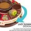 imageNostalgia Indoor Electric Stainless Steel SMores Maker with 4 Lazy Susan Compartment Trays for Graham Crackers Chocolate Marshmallows and 4 Roasting Forks BrownCaramel Apple Maker