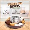 imageNostalgia Indoor Electric Stainless Steel SMores Maker with 4 Lazy Susan Compartment Trays for Graham Crackers Chocolate Marshmallows and 4 Roasting Forks BrownDeluxe Smores Maker