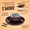 imageNostalgia Indoor Electric Stainless Steel SMores Maker with 4 Lazy Susan Compartment Trays for Graham Crackers Chocolate Marshmallows and 4 Roasting Forks BrownMyMini Smores Maker