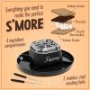 imageNostalgia Indoor Electric Stainless Steel SMores Maker with 4 Lazy Susan Compartment Trays for Graham Crackers Chocolate Marshmallows and 4 Roasting Forks BrownSmores Maker Black