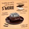 imageNostalgia Indoor Electric Stainless Steel SMores Maker with 4 Lazy Susan Compartment Trays for Graham Crackers Chocolate Marshmallows and 4 Roasting Forks BrownSmores Maker Brown