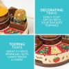 imageNostalgia Indoor Electric Stainless Steel SMores Maker with 4 Lazy Susan Compartment Trays for Graham Crackers Chocolate Marshmallows and 4 Roasting Forks BrownCaramel Apple Maker