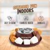 imageNostalgia Indoor Electric Stainless Steel SMores Maker with 4 Lazy Susan Compartment Trays for Graham Crackers Chocolate Marshmallows and 4 Roasting Forks BrownMyMini Smores Maker