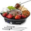 imageNostalgia Electric Fondue Pot Set for Chocolate ampamp CheeseFondue Kit with Temperature Control Fondue Pot ampamp 4 Dipping Forks Detachable TrayChocolate Fondue Set for Parties GiftsStainless Steel 10oz10 Ounce Black