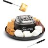imageNostalgia Indoor Electric Stainless Steel SMores Maker with 4 Lazy Susan Compartment Trays for Graham Crackers Chocolate Marshmallows and 4 Roasting Forks BrownSmores Maker Black