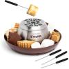 imageNostalgia Indoor Electric Stainless Steel SMores Maker with 4 Lazy Susan Compartment Trays for Graham Crackers Chocolate Marshmallows and 4 Roasting Forks BrownDeluxe Smores Maker