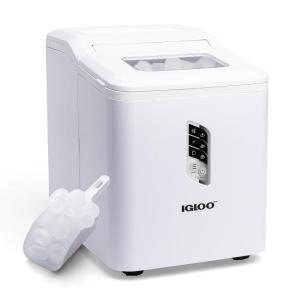 imageIgloo Automatic Ice Maker Self Cleaning Countertop Size 26 Pounds in 24 Hours 9 Large or Small Ice Cubes in 7 Minutes LED Control Panel Scoop Included Perfect for Water Bottles Mixed DrinksWhite