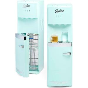 imageIgloo Hot and Cold Water Cooler Dispenser  Holds 3 ampamp 5 Gallon Bottles 2 Temperature Spouts with Dispensing Paddles No Lift Bottom Loading Child Safety Lock  WhiteAqua