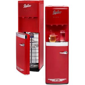 imageIgloo Hot and Cold Water Cooler Dispenser  Holds 3 ampamp 5 Gallon Bottles 2 Temperature Spouts with Dispensing Paddles No Lift Bottom Loading Child Safety Lock  WhiteRed