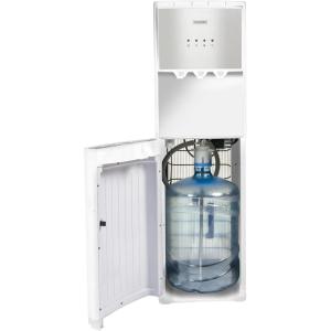 imageIgloo Hot and Cold Water Cooler Dispenser  Holds 3 ampamp 5 Gallon Bottles 2 Temperature Spouts with Dispensing Paddles No Lift Bottom Loading Child Safety Lock  WhiteStainlessWhite