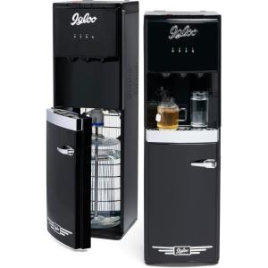 imageIgloo Hot and Cold Water Cooler Dispenser  Holds 3 ampamp 5 Gallon Bottles 2 Temperature Spouts with Dispensing Paddles No Lift Bottom Loading Child Safety Lock  WhiteBlack