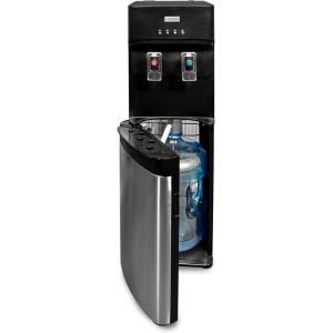 imageIgloo Hot and Cold Water Cooler Dispenser  Holds 3 ampamp 5 Gallon Bottles 2 Temperature Spouts with Dispensing Paddles No Lift Bottom Loading Child Safety Lock  WhiteStainlessBlack