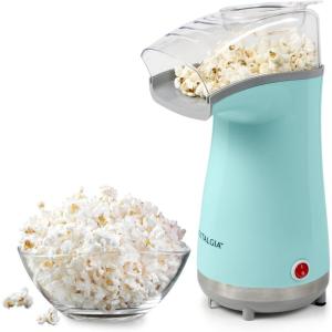 imageNostalgia 16 Cup Hot Air Popcorn Maker  Makes Hot Healthy Popcorn No Oil Needed  Measuring Cap for Kernels Included  Stainless Steel AquaAqua