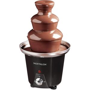 imageNostalgia 4 Tier Electric Chocolate Fondue Fountain Machine for Parties  Melts Cheese Queso Candy and Liqueur  Dip Strawberries Apple Wedges Vegetables and More  32Ounce  AquaBlack Chocolate Fountain