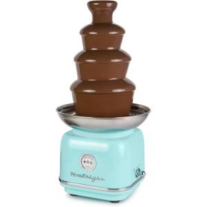 imageNostalgia 4 Tier Electric Chocolate Fondue Fountain Machine for Parties  Melts Cheese Queso Candy and Liqueur  Dip Strawberries Apple Wedges Vegetables and More  32Ounce  AquaAqua Chocolate Fountain