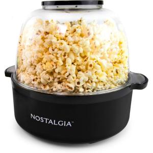 imageNostalgia 6Quart Stirring Popcorn Popper  QuickHeat Technology  Makes 24 Cups of Popcorn  Includes Kernel Measuring Cup  Perfect for Birthday Parties Movie Nights and More  Stainless SteelBlack Original