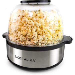 imageNostalgia 6Quart Stirring Popcorn Popper  QuickHeat Technology  Makes 24 Cups of Popcorn  Includes Kernel Measuring Cup  Perfect for Birthday Parties Movie Nights and More  Stainless SteelStainless Steel