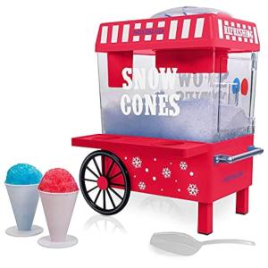 imageNostalgia CocaCola Snow Cone Shaved Ice Machine  Coke Retro TableTop Slushie Machine Makes 20 Icy Treats  Includes 2 Reusable Plastic Cups ampamp Ice Scoop  White ampamp RedRed