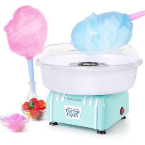 imageNostalgia Cotton Candy Machine  Retro Cotton Candy Machine for Kids with 2 Reusable Cones 1 Sugar Scoop and 1 Extractor Head  PinkAqua