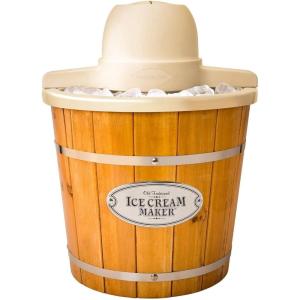 imageNostalgia Electric Ice Cream Maker  Old Fashioned Soft Serve Ice Cream Machine Makes Frozen Yogurt or Gelato in Minutes  Fun Kitchen Appliance  Vintage Wooden Style  Dark Wood  4 QuartLight Wood
