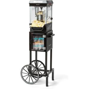 imageNostalgia Popcorn Maker Machine  Professional Cart With 25 Oz Kettle Makes Up to 10 Cups  Vintage Popcorn Machine Movie Theater Style  Retro RedBlack