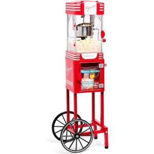 imageNostalgia Popcorn Maker Machine  Professional Cart With 25 Oz Kettle Makes Up to 10 Cups  Vintage Popcorn Machine Movie Theater Style  Retro RedMetallic Red