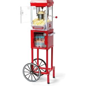imageNostalgia Popcorn Maker Machine  Professional Cart With 25 Oz Kettle Makes Up to 10 Cups  Vintage Popcorn Machine Movie Theater Style  Retro RedRedWhite