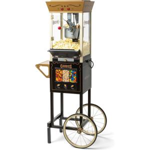 imageNostalgia Popcorn Maker Machine  Professional Cart With 8 Oz Kettle Makes Up to 32 Cups  Vintage Popcorn Machine Movie Theater Style  RedBlack Candy Cart