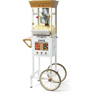 imageNostalgia Popcorn Maker Machine  Professional Cart With 8 Oz Kettle Makes Up to 32 Cups  Vintage Popcorn Machine Movie Theater Style  RedIvory Candy Cart