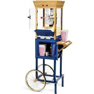 imageNostalgia Popcorn Maker Machine  Professional Cart With 8 Oz Kettle Makes Up to 32 Cups  Vintage Popcorn Machine Movie Theater Style  RedNavy  Gold