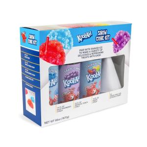 imageNostalgia Premium Snow Cone Party Kit 3 Syrups Blue Raspberry Cherry Cotton Candy 20 Cups ampamp Spoon StrawsTropical Punch  Grape  Blue Raspberry