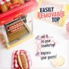 imageNostalgia Oscar Mayer Hot Dog Ferris Wheel  Retro Style Hot Dog Roller Cart Toaster  Classic 6Piece Grill Machine with Bun Warmer Push Handle Wheels Transparent Housing Storage CompartmentYellow