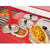 imageNostalgia Oscar Mayer Hot Dog Ferris Wheel  Retro Style Hot Dog Roller Cart Toaster  Classic 6Piece Grill Machine with Bun Warmer Push Handle Wheels Transparent Housing Storage CompartmentRed