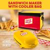 imageNostalgia Oscar Mayer Sandwich Maker with Beverage Cooler Bag 5Inch Nonstick Cooking Surface with Indicator Lights and Lock Feature Lunch and Beverage Tote Included YellowSandwich Maker Oscar Mayer