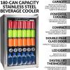imageIgloo IBC35SS3A New And Improved 135Can Capacity Stainless Steel LEDLighted DoublePane Glass Door Beverage Center Refrigerator and Cooler for Soda Beer Wine and Water 35 Cu Ft41 CuFt