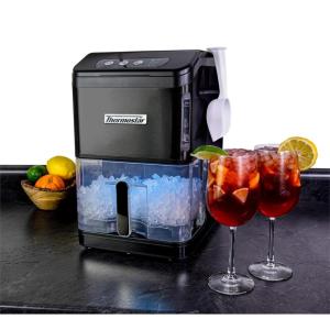 imageIgloo 44 lb Dual Purpose Ice Cube Maker ampamp Dispensing Shaver 12 Cubes Every 715 Minutes 44 Lbs Daily LED Touch Control Panel with Indicator Lights Includes Ice Basket ampamp Scoop Stainless SteelBlack Stainless