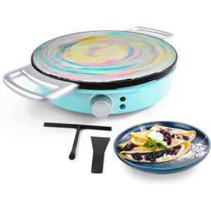 imageNostalgia 12Inch Spinning Crepe Maker for Pancake Breakfast Art with NonStick Cooking Griddle Spatula and Batter Spreader Included