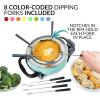 imageNostalgia 12Cup Electric Fondue Pot Set for Cheese ampamp Chocolate8 ColorCoded Forks Temperature ControlStainless Steel Kitchen Gadgets and Appliances for Hors dOeuvres and MoreBlack12 Cup Aqua