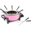 imageNostalgia 12Cup Electric Fondue Pot Set for Cheese ampamp Chocolate8 ColorCoded Forks Temperature ControlStainless Steel Kitchen Gadgets and Appliances for Hors dOeuvres and MoreBlack12 Cup Pink